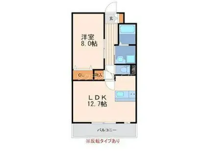 ベリエ京町(1LDK/3階)の間取り写真