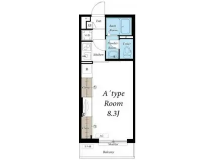 リブリ・立川幸町(1K/2階)の間取り写真