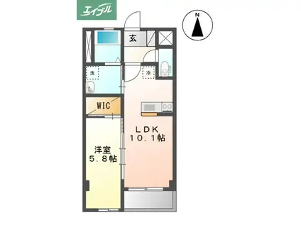 ボナール・ディアコート(1LDK/5階)の間取り写真