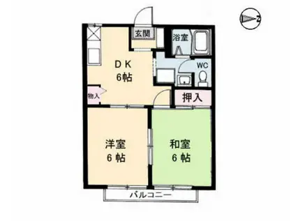 レジデンス百間川(2DK/2階)の間取り写真