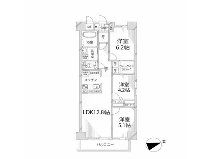 キャッスルコート岩端(3LDK/1階)の間取り写真