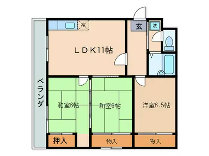 ヴィラコーポ清水(3LDK/2階)の間取り写真