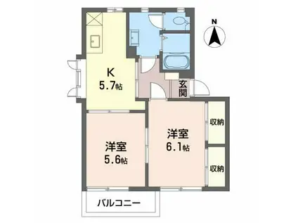 ディアスいすよ(2K/1階)の間取り写真