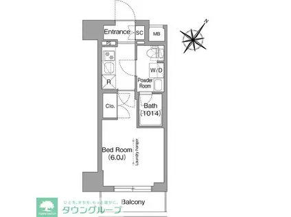 コンフォリア・リヴ横浜阪東橋(1K/2階)の間取り写真