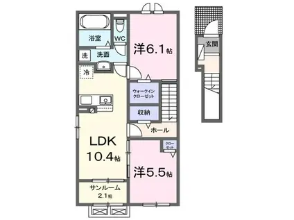 ネスト・カトーII(2LDK/2階)の間取り写真