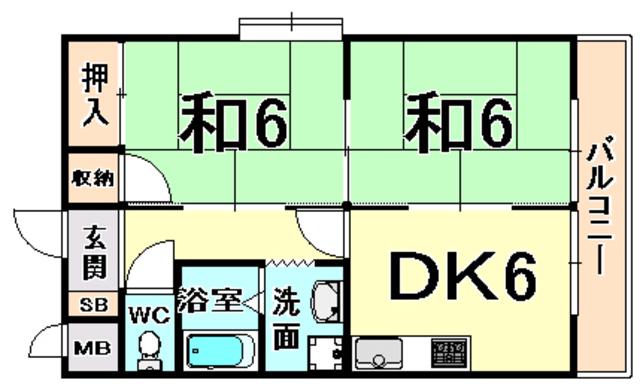サンフォレスト塚口(2LDK/3階)の間取り写真