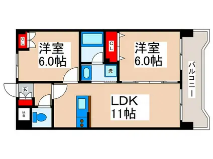 ライトエイジ(2LDK/6階)の間取り写真