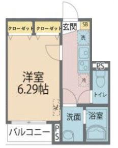 カインドネス上福岡(1K/1階)の間取り写真