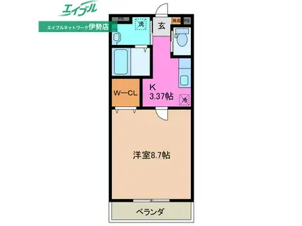 グランスマイル(1K/3階)の間取り写真