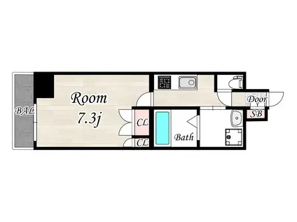 セオリー難波南プレミアム(1K/8階)の間取り写真