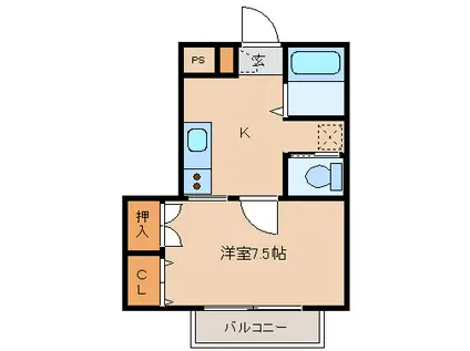 コーポウィーンズA棟(1K/1階)の間取り写真