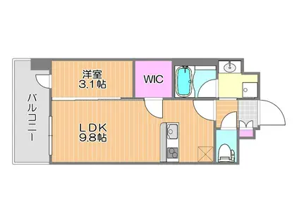 KABAYA GARDEN HAKATA(1LDK/10階)の間取り写真