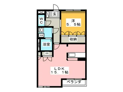 マーキュリーパレス II(1LDK/2階)の間取り写真