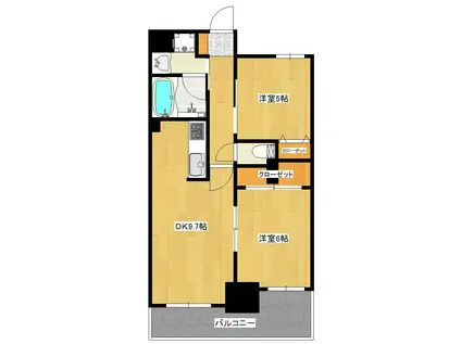 プラウディア上之園(2DK/7階)の間取り写真