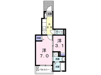 グランフローラ(1K/1階)の間取り写真