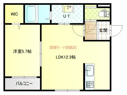 函館市電湯川線 十字街駅 徒歩5分 4階建 築3年(1LDK/3階)の間取り写真