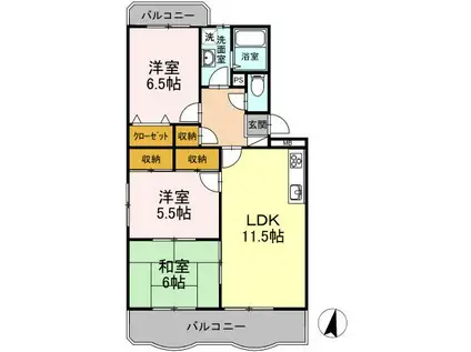 ウェスティン21B(3LDK/4階)の間取り写真