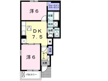 ドエル富里A(2DK/1階)の間取り写真