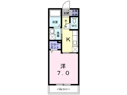 トムズヴィラデスト(1K/1階)の間取り写真