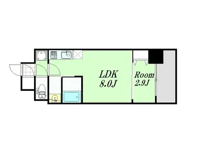 プライムアーバン南森町(1LDK/6階)の間取り写真