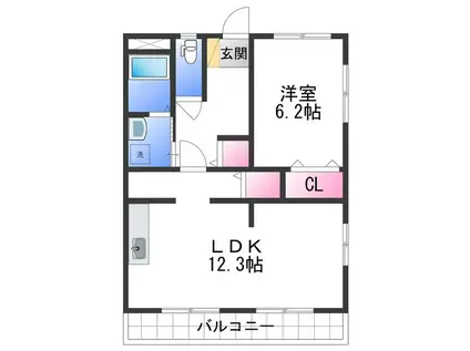 ロック・ベイレーク(2LDK/2階)の間取り写真