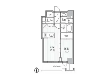シーズンフラッツ両国サウス(1LDK/9階)の間取り写真