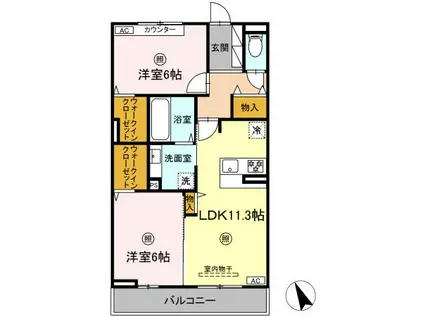 リアン朝霧(2LDK/3階)の間取り写真