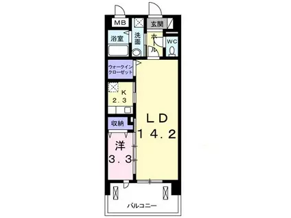 フェリス(1LDK/3階)の間取り写真