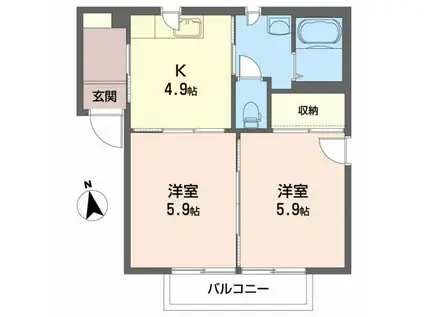 フローラリアA(2K/1階)の間取り写真