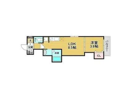 マリブガーデン堺駅前(1LDK/3階)の間取り写真