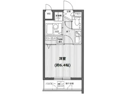 ガラステージ麻布十番(1K/5階)の間取り写真