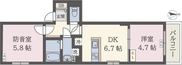 OAKS江古田ラシクラス(2DK/2階)の間取り写真