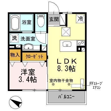 モンテローザ小待A(1LDK/1階)の間取り写真