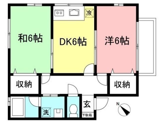 チャチャハウス(2DK/1階)の間取り写真