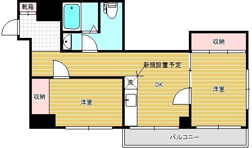 目黒ハイホーム(2DK/5階)の間取り写真