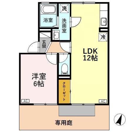 ヴィラ・ベルデベルA(2DK/1階)の間取り写真