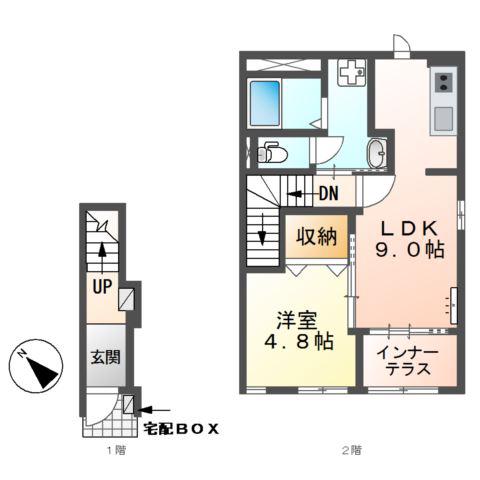 フォルトナ(1LDK/2階)の間取り写真