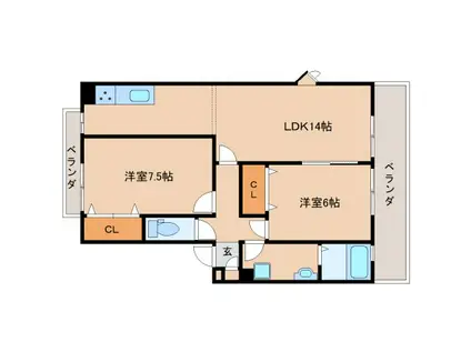 COSMO HEIGHT(2LDK/1階)の間取り写真