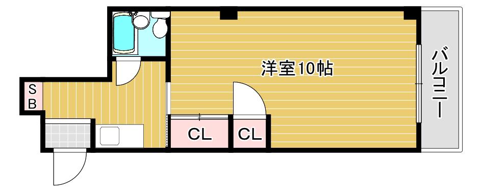 ハレクラニ下山手(1K/3階)の間取り写真