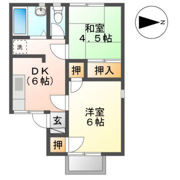 PARK TERRACE TAJIMI(2DK/2階)の間取り写真
