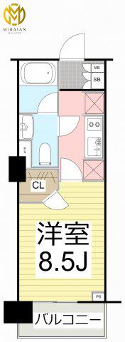 パークアクシス西船橋本郷町(1K/2階)の間取り写真