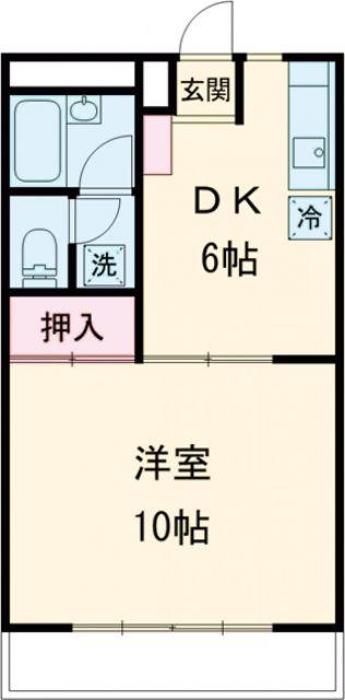 ウィステリアII(1DK/2階)の間取り写真