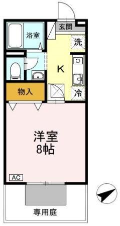 セジュール島田 A棟 1K(1K/1階)の間取り写真