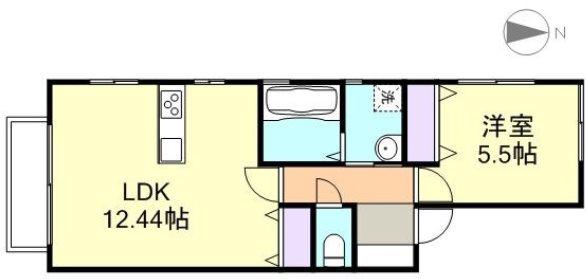 アルカンジュ四十瀬II(1LDK/1階)の間取り写真