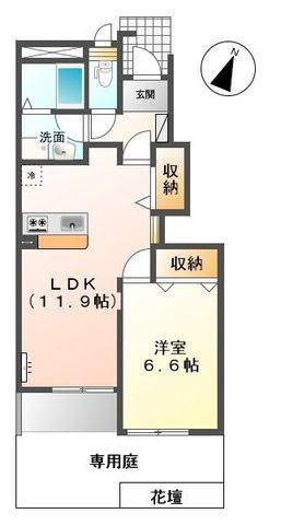 シャルマン シャトーレー(1LDK/1階)の間取り写真