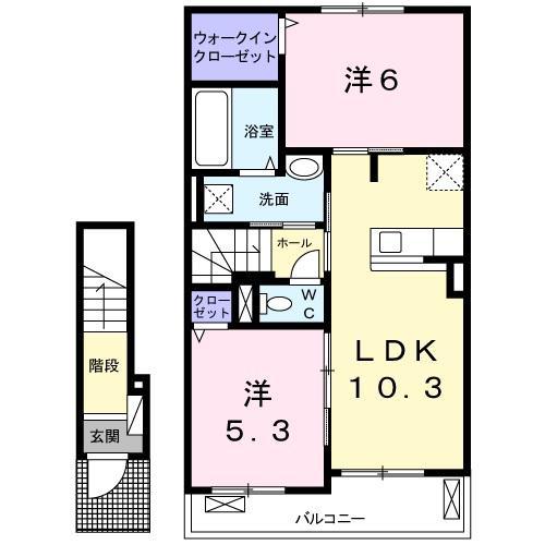 リバーサイド・コートI(2LDK/2階)の間取り写真