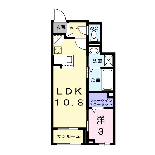 エムアンドエフ(1LDK/1階)の間取り写真