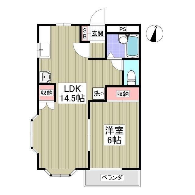 シャトーヒルマ(1LDK/2階)の間取り写真
