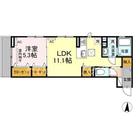 グランディール南佐古(1LDK/2階)の間取り写真