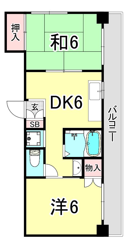明高前アバンティ(2DK/4階)の間取り写真